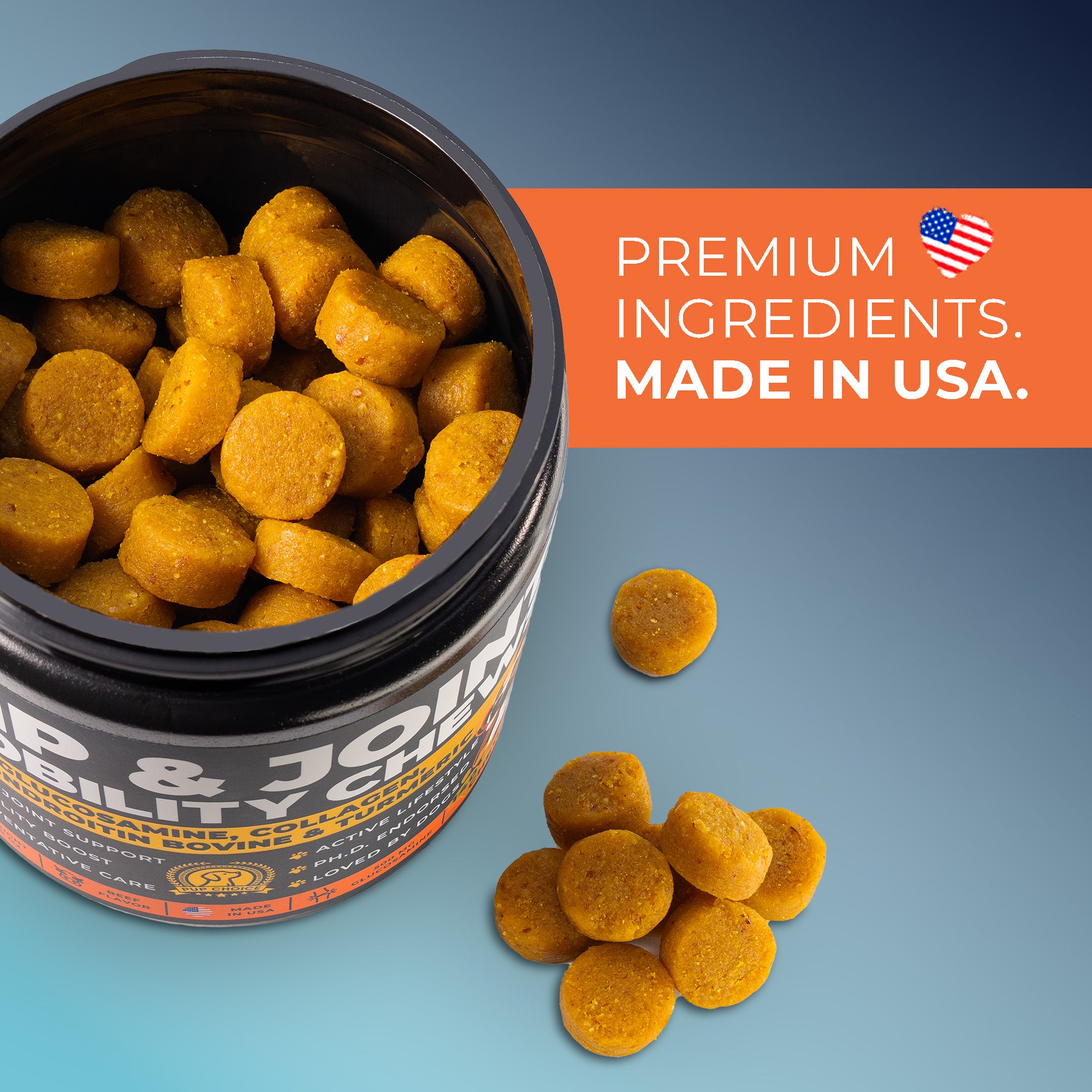 Hip & Joint Mobility Chews with 500 mg Glucosamine, , Collagen, Chondroitin Bovine, Turmeric & More