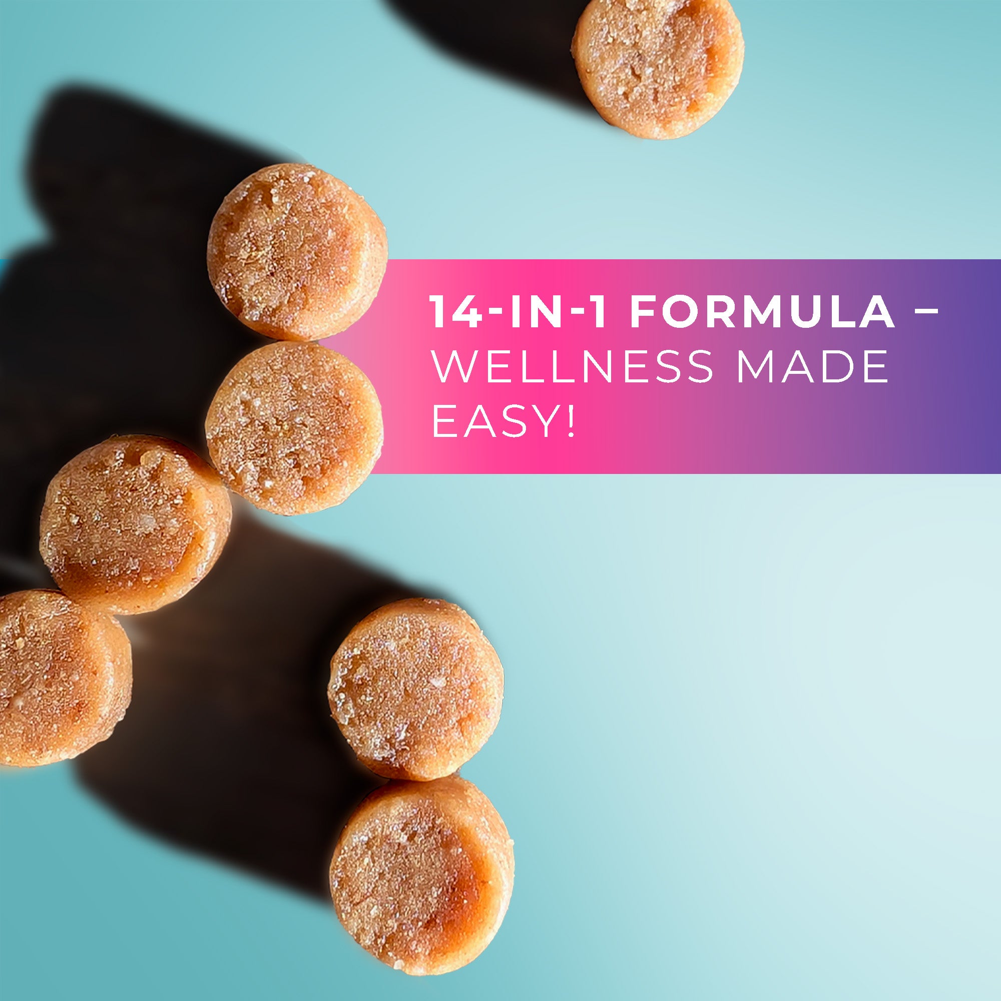 14-in-1 Daily Multivitamin Chews with 8 Essential Vitamins, Biotin, Probiotics & Glucosamine