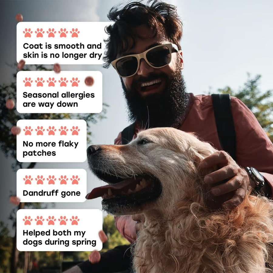 Omega 3 Skin & Coat Chews for Dogs – Wild Salmon Oil, Biotin, Zinc & Vitamin E – Supports Healthy Skin & Coat – 140 Count - Pup Choice - healthy choices for your pup