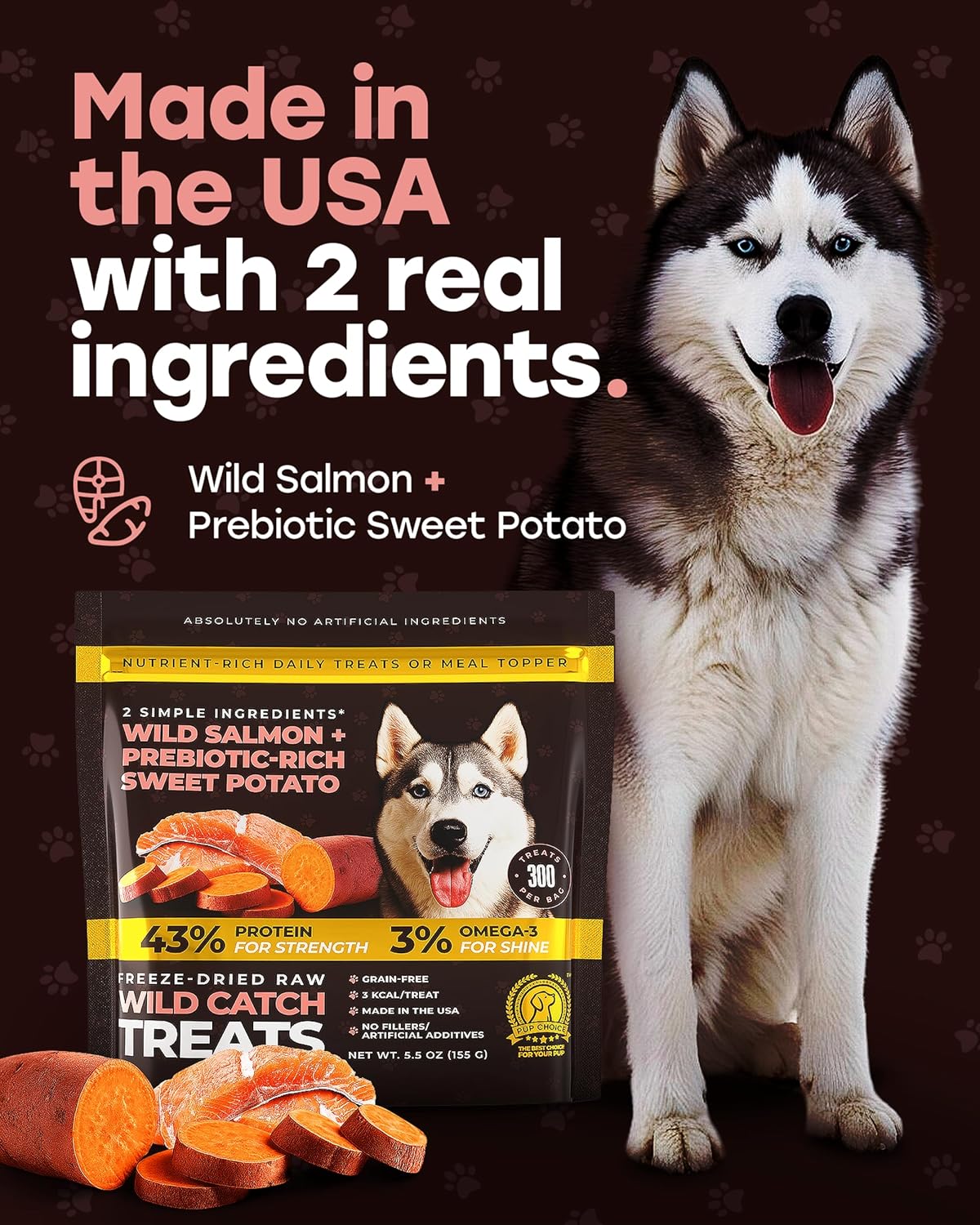 Pup Choice Freeze - Dried Raw Salmon Dog Treats with Sweet Potato – Single Protein, Grain - Free - Pup Choice - healthy choices for your pup